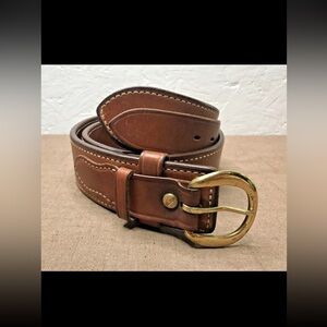 Bianchi Men's Classic Heavy-Duty Leather Belt w/ Solid Brass Buckle Size 36